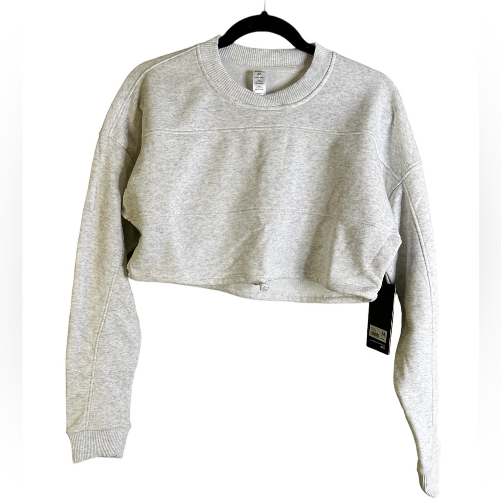 90 Degree Drop Shoulder Fleece Cropped Sweatshirt
